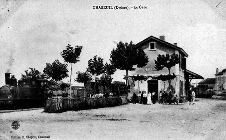 Arrivée du Tramway en gare de Chabeuil vers 1910