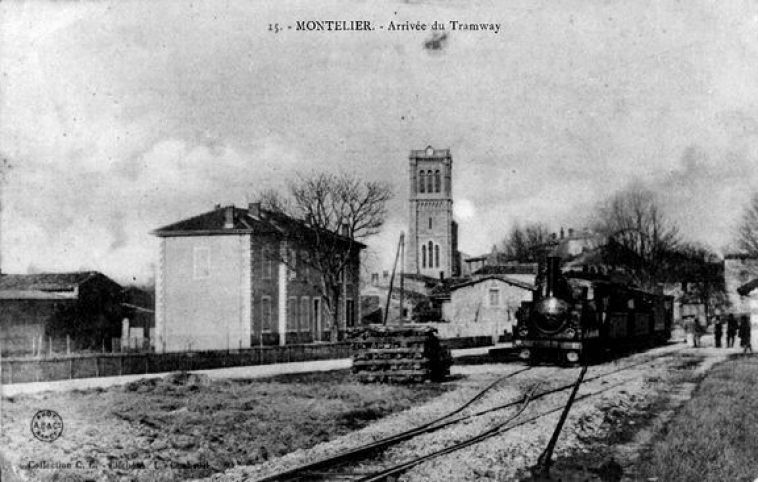 Arrivée du Tramway à Montélier en 1907